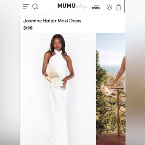 Show Me Your Mumu Jasmine Halter Maxi Dress (Ivory Luxe Satin)